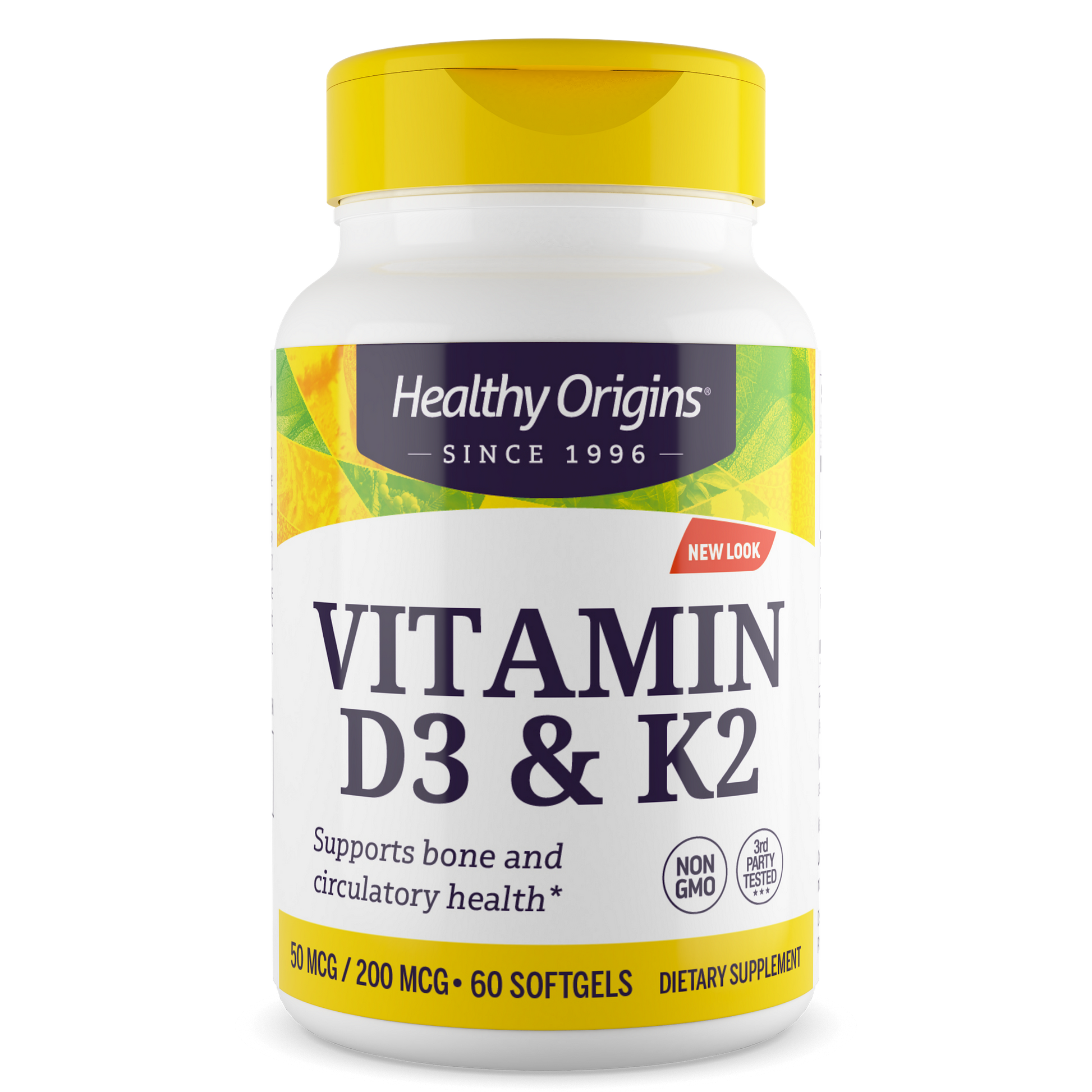 Vitamina D3 e K2 50mcg/200mcg Healthy Origins 60 softgels
