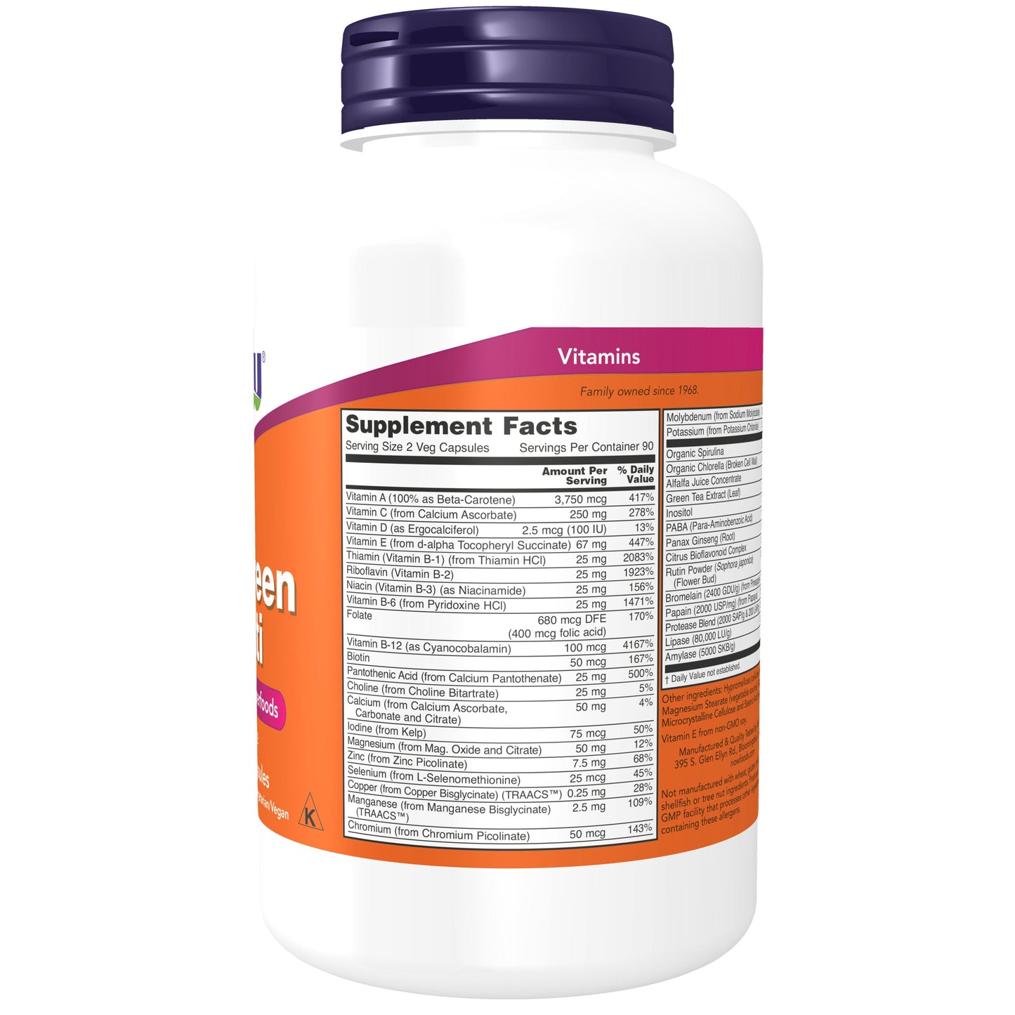 Multivitaminas EcoGreen, 180 Cápsulas Vegetarianas