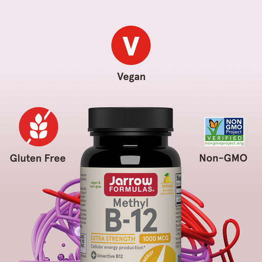 Metil B-12 Força Extra 1.000mcg (Limão) — Jarrow Formulas, 100 Comprimidos Mastigáveis