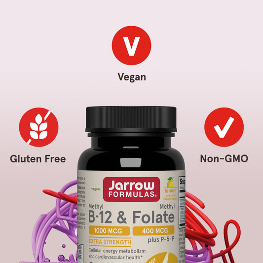 Metil B-12 + Metilfolato Força Extra (Limão) — Jarrow Formulas, 100 Comprimidos Mastigáveis