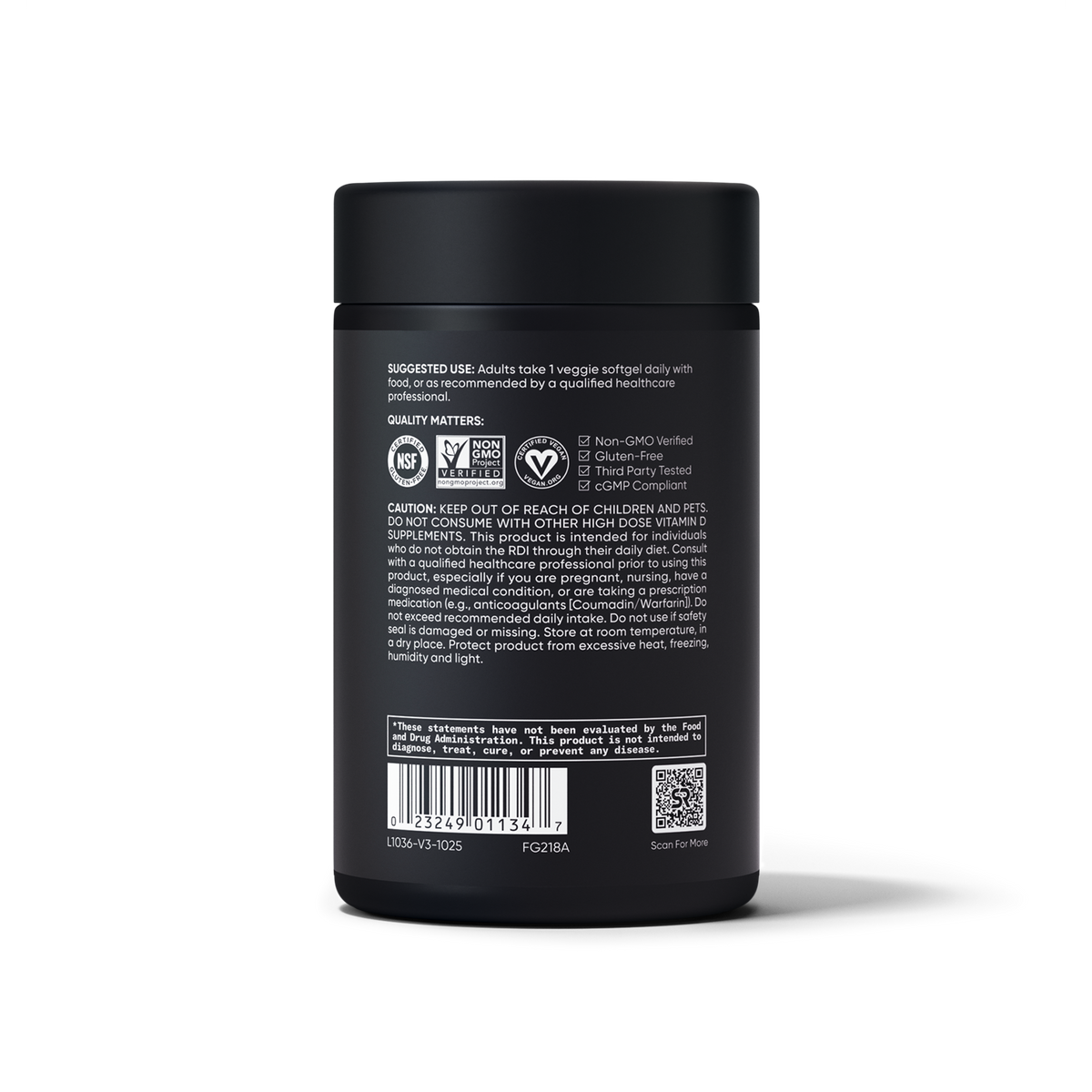 Vitamina D3+K2 Vegana (5.000UI D3 / 100mcg K2) — Sports Research, 60 Softgels