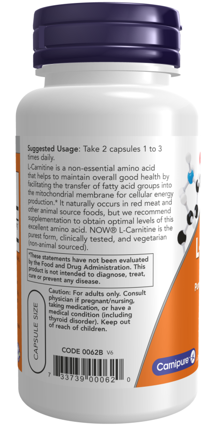 L-Carnitine, 250 mg, 60 Cápsulas Vegetarianas