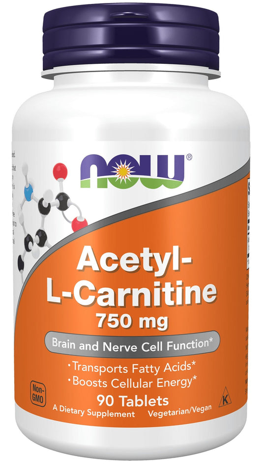 Acetil-L-Carnitina 750 mg - 90 comprimidos-Now Foods-Aminoácidos,Suplementos