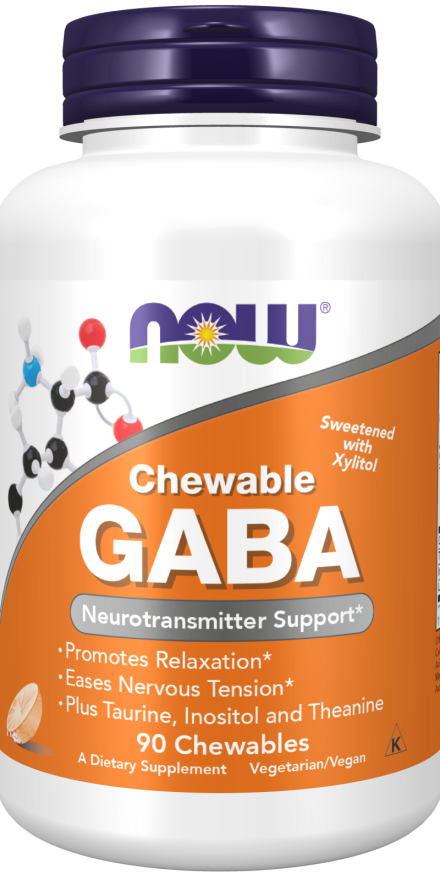 GABA, 90 Tablets Mastigáveis, Sabor Laranja