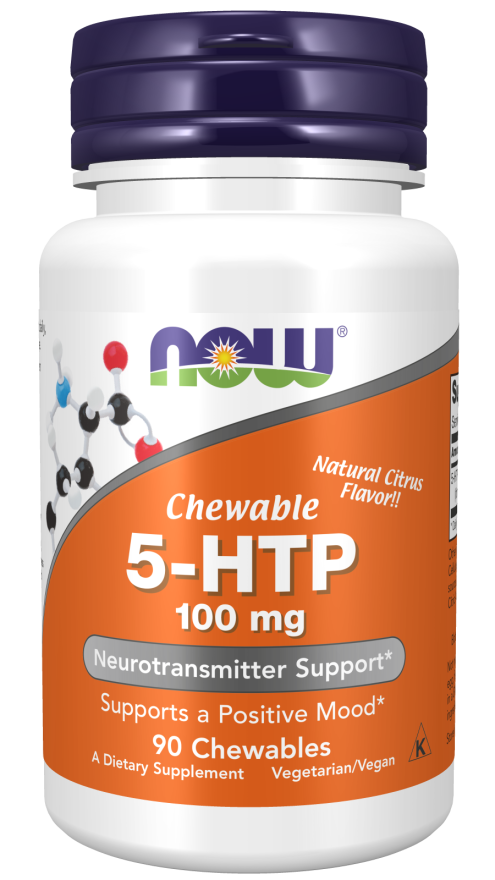 5-HTP 100mg 90 cápsulas mastigáveis – Now Foods
