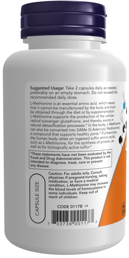 L-Methionine, 500 mg, 100 Cápsulas Vegetarianas