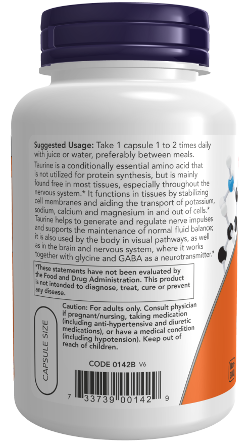 Taurine, 1000 mg, 100 Cápsulas Vegetarianas de Força Dupla