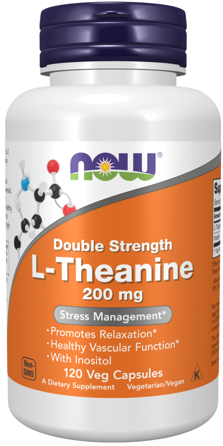 L-Theanine, 200 mg, 120 Cápsulas Vegetarianas de Força Dupla