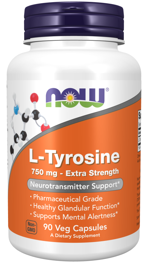 L-Tyrosine, 750 mg, 90 Cápsulas Vegetarianas de Força Extra