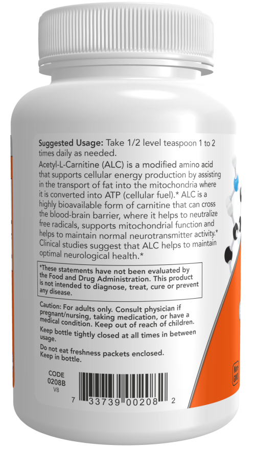 Acetyl-L-Carnitine, Pó Puro, 85g