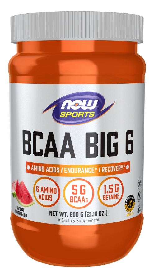 BCAA Big 6 em Pó, Sabor Natural de Melancia, ( 600 g)