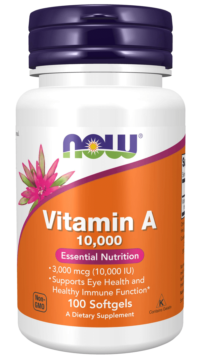 Vitamina A 10.000 UI, 100 cápsulas de gel-NOW FOODS-Nossos Produtos,Vitaminas / Vitamina A; Saúde ocular; Suporte imunológico; Saúde da pele