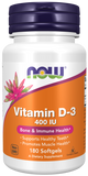 Vitamina D-3 400 UI, 180 Softgels