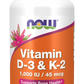 Vitamina D-3 e K-2, 120 Cápsulas Vegetarianas