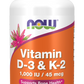 Vitamina D-3 e K-2, 120 Cápsulas Vegetarianas
