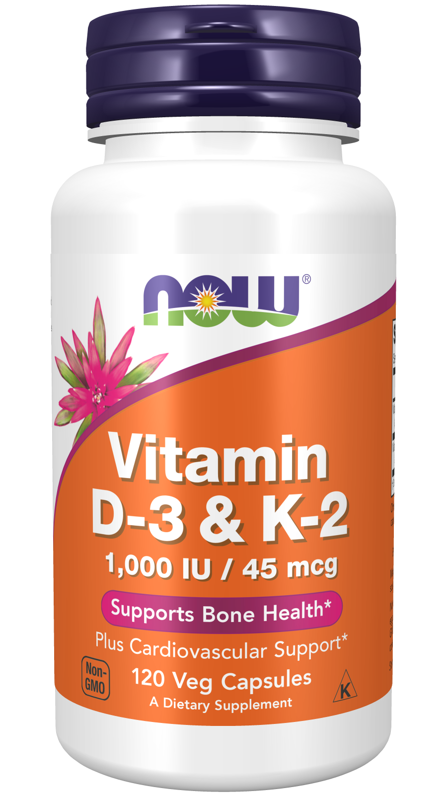 Vitamina D-3 e K-2, 120 Cápsulas Vegetarianas