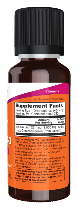 Vitamina D-3 líquida, Força Extra ( 30 ml)