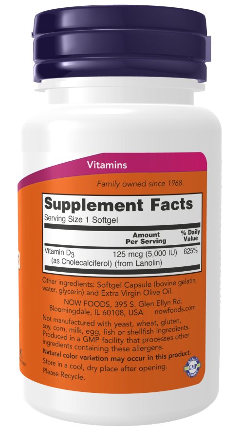 Vitamina D-3 5000 UI, 240 Softgels