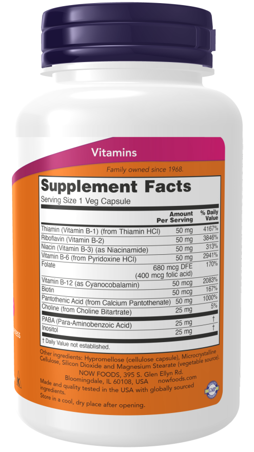 Vitamina B-50 mg, 100 Cápsulas Vegetarianas