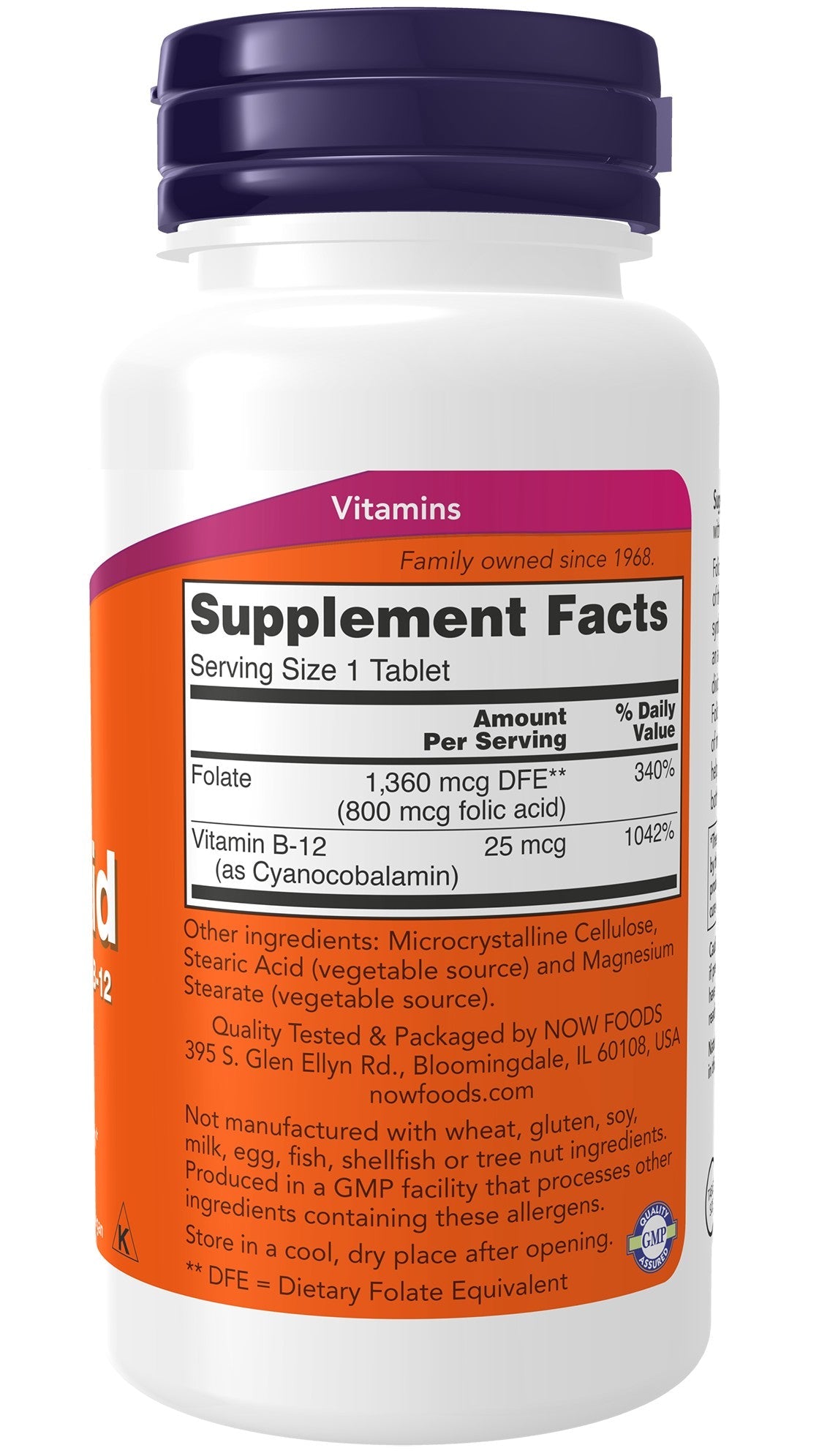 Ácido fólico 800 mcg com vitamina B-12 - 250 comprimidos-Suplementos, Vitaminas