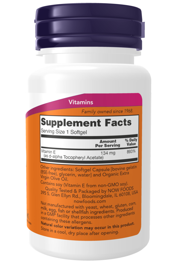 Vitamina E-200 D-Alfa Tocoferil, 100 Softgels