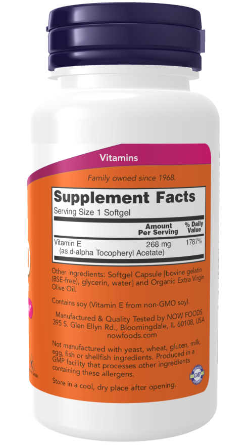 Vitamina E-400 D-Alfa Tocoferil, 100 Softgels