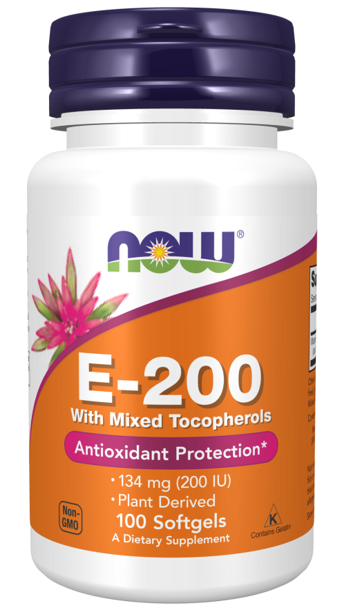 Vitamina E-200 com Tocoferóis Mistos, 100 Softgels