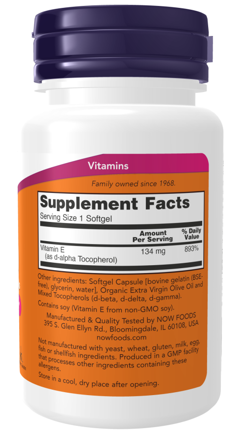 Vitamina E-200 com Tocoferóis Mistos, 100 Softgels