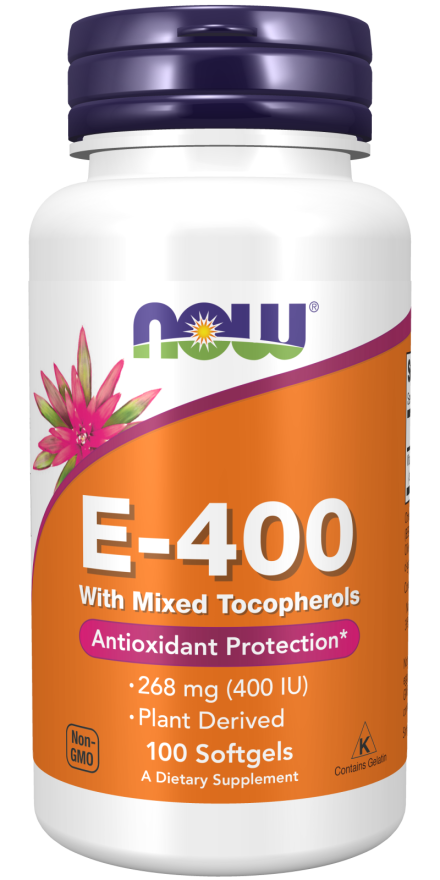 Vitamina E-400 com Tocoferóis Mistos, 100 Softgels