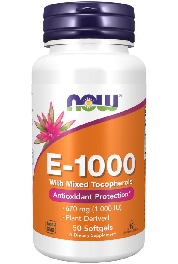 Tocoferóis Mistos de Vitamina E-1000, 50 Softgels