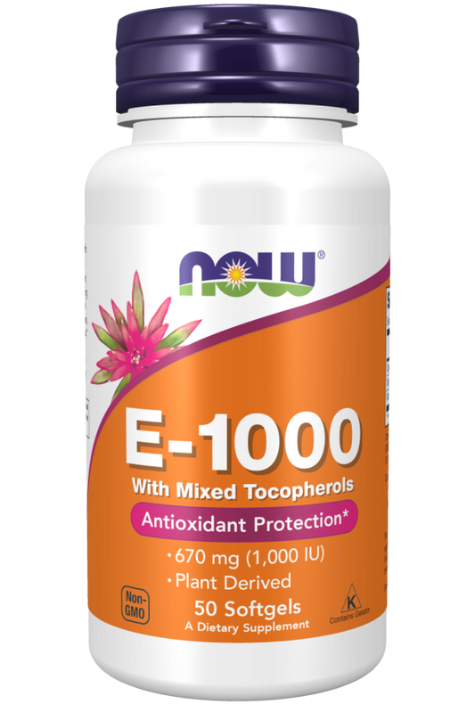 Tocoferóis Mistos de Vitamina E-1000, 50 Softgels