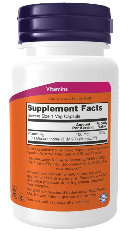MK-7 Vitamina K-2 100 mcg, 120 Cápsulas Vegetarianas