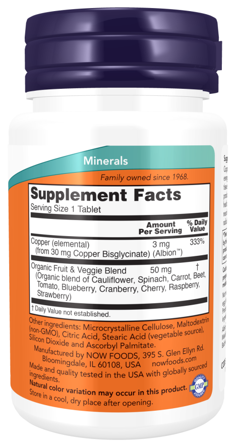 Glicinato de Cobre, 120 Tablets