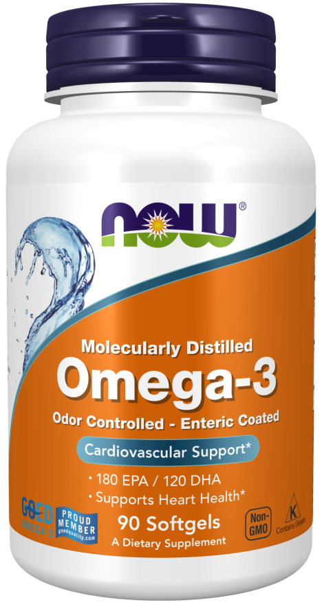 Ômega-3, Softgels Destilados Molecularmente e com Revestimento Entérico, 90 Softgels