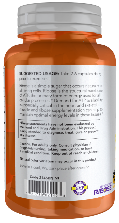Now Foods, D-Ribose, 750 mg, 120 Cápsulas Vegetarianas – New Foods Brasil