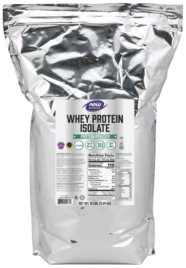Isolado de Proteína de Soro de Leite, Pó Sem Sabor, (4,54 Kg)