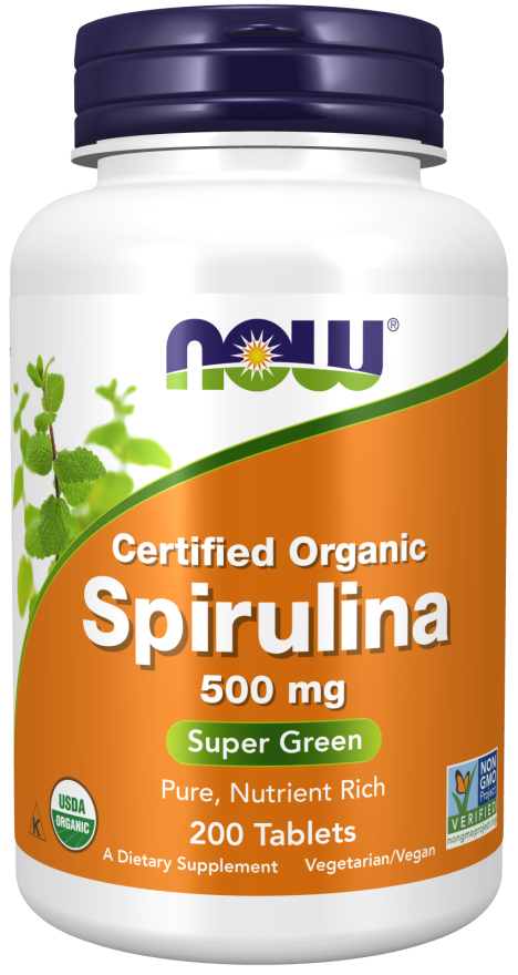 Spirulina, 500 mg, 200 Tablets Orgânicos