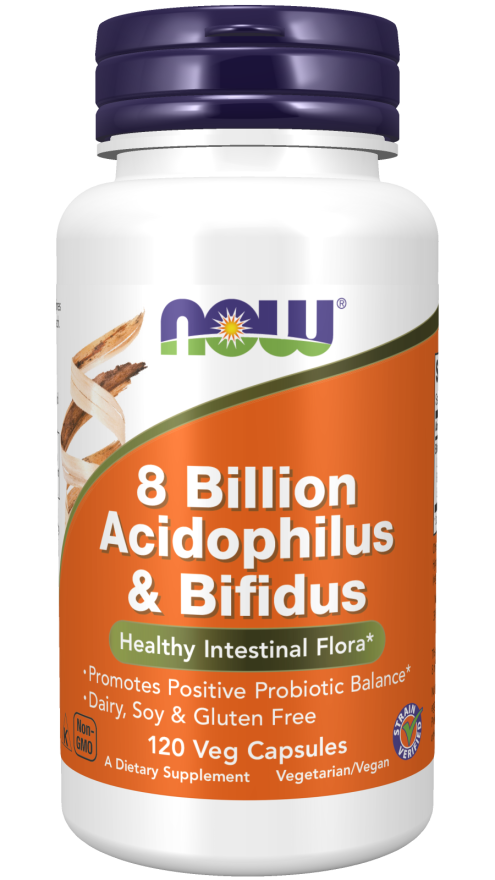 8 bilhões de Acidophilus & Bifidus, 120 Cápsulas Vegetarianas