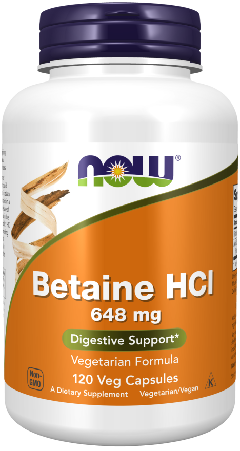 Betaína HCl, 648 mg, 120 Cápsulas Vegetarianas