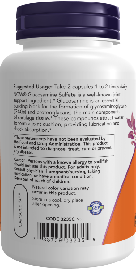 Sulfato de Glucosamina 750 mg, 120 Cápsulas Vegetarianas