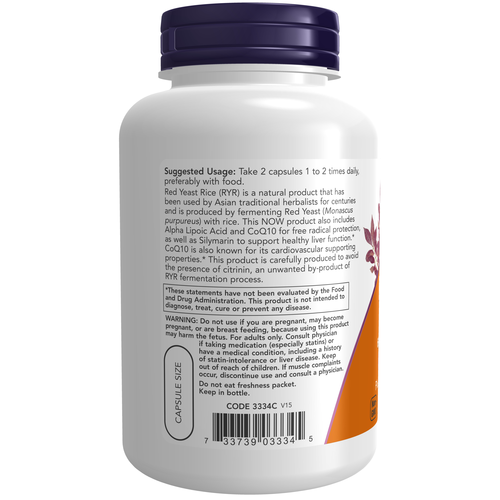 Red Yeast Rice, 600 mg com CoQ10 30 mg, 120 Cápsulas Vegetarianas