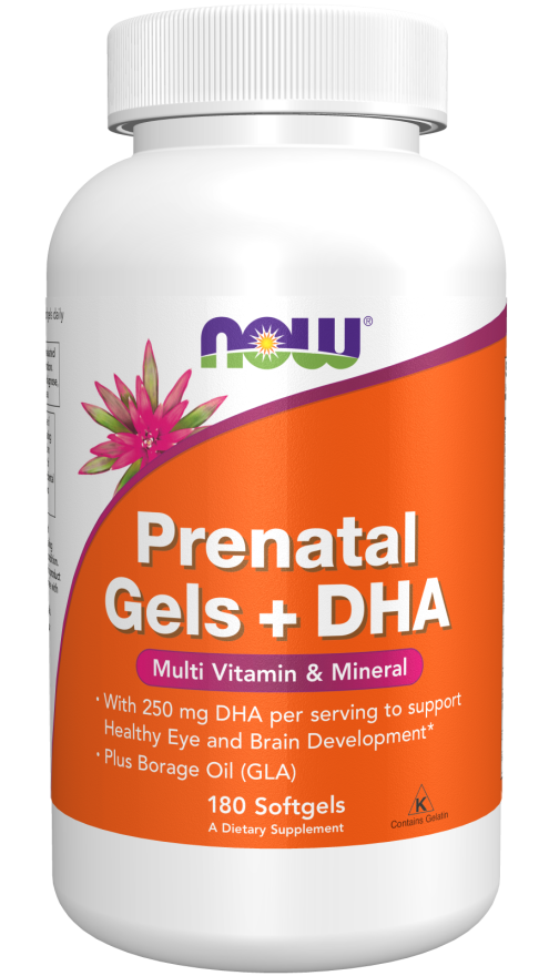 Géis pré-natais + DHA, 180 Softgels