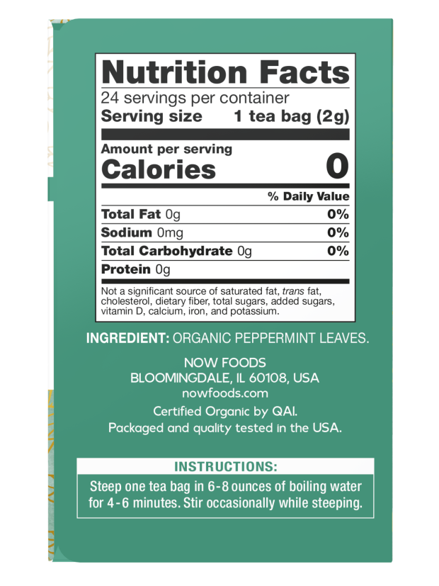 Chá de Hortelã, Orgânico, 24 sachês