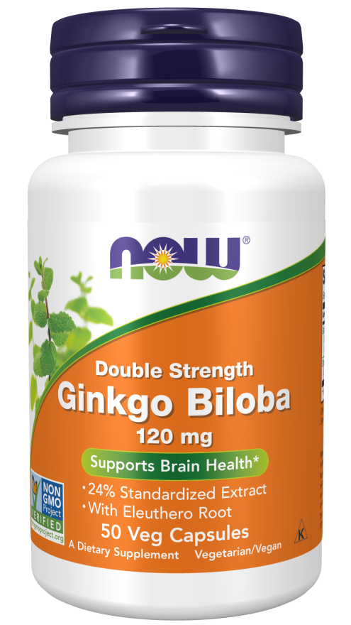 Ginkgo Biloba, Força Dupla 120 mg, 50 Cápsulas Vegetarianas