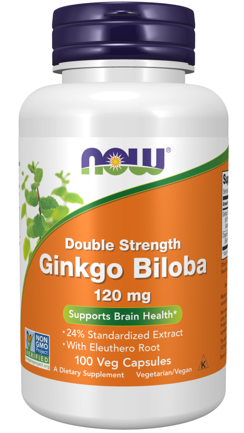 Ginkgo Biloba, Força Dupla 120 mg, 100 Cápsulas Vegetarianas