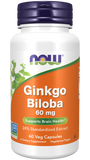 Ginkgo Biloba, 60 mg, 60 Cápsulas Vegetarianas