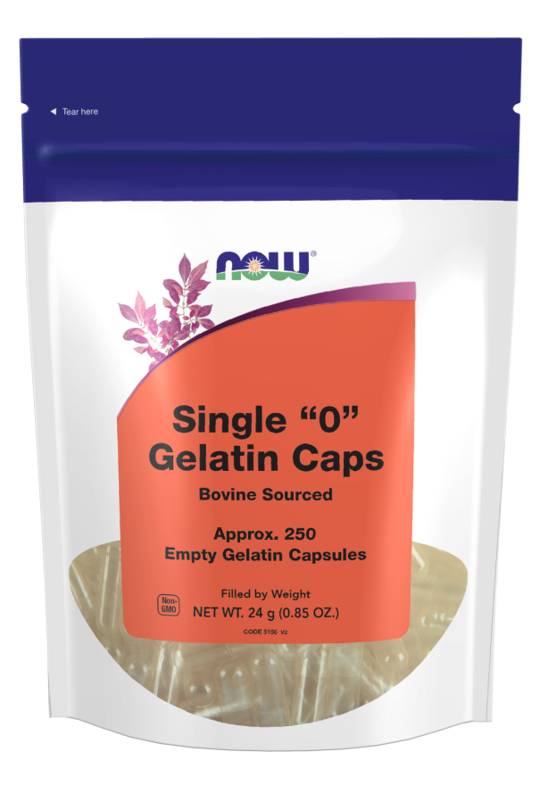 Cápsulas Vazias, Gelatina, Simples "0", 250 Softgels