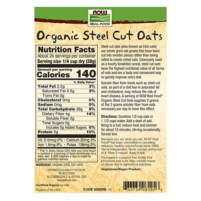 Aveia cortada em aço, orgânica, 2 lb.-Now Foods-Alimentos Naturais,Arroz e Feijão,Grãos
