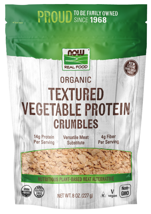 Crumbles de Proteína Vegetal Texturizada, Orgânicos, (227 g)