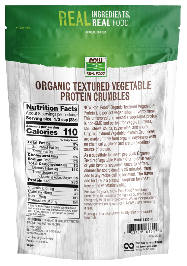 Crumbles de Proteína Vegetal Texturizada, Orgânicos, (227 g)